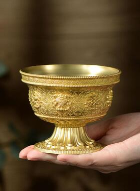 八吉祥雕花高脚供水碗室内家用供水杯圣水杯敬佛杯净水杯桌面摆件