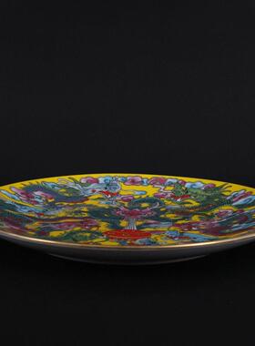 景德镇瓷器收藏客厅装饰礼品粉彩九龙瓷盘子古董古玩手绘瓷盘摆件