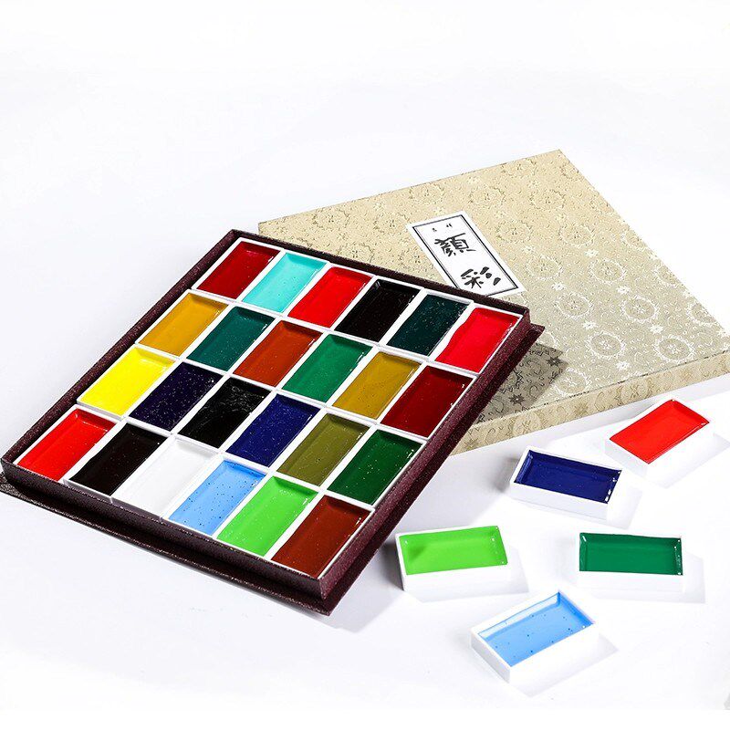 吉祥国画颜料12/24/35/48色岩彩专业级专用固体水彩颜料套装美术,淘宝优惠券,粉丝福利购,淘宝优惠卷