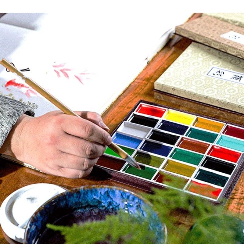 吉祥国画颜料12/24/35/48色岩彩专业级专用固体水彩颜料套装美术,淘宝优惠券,粉丝福利购,淘宝优惠卷
