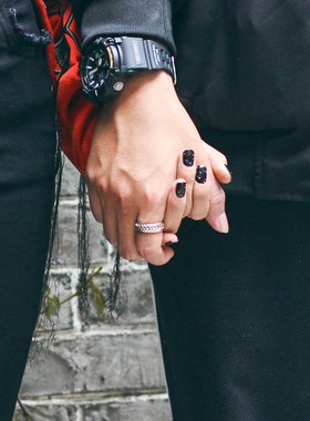 日系纯色简单麦穗k戒指土豪金龙骨钛钢情侣对戒欧美不锈钢戒指