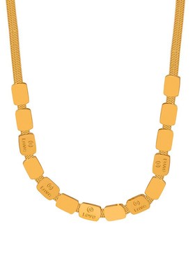 轻奢百搭方块片h片LOVE字印英文刀片链简约设计款通勤风项链港风