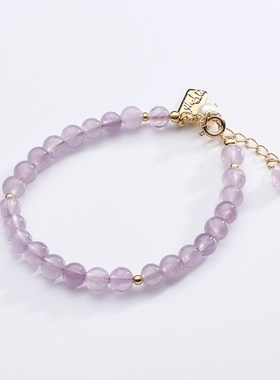 【浪漫】天然紫水晶手链女小众设C计韩版薰衣草紫水晶手串手饰