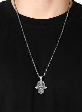 跨境热销法蒂玛之手hamser吊坠项链欧美男士万X圣节派对配饰