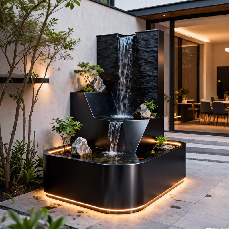 不锈钢鱼池成品定制流水摆件室内外庭院阳台客厅造景装饰循环水景,淘宝优惠券,粉丝福利购,淘宝优惠卷