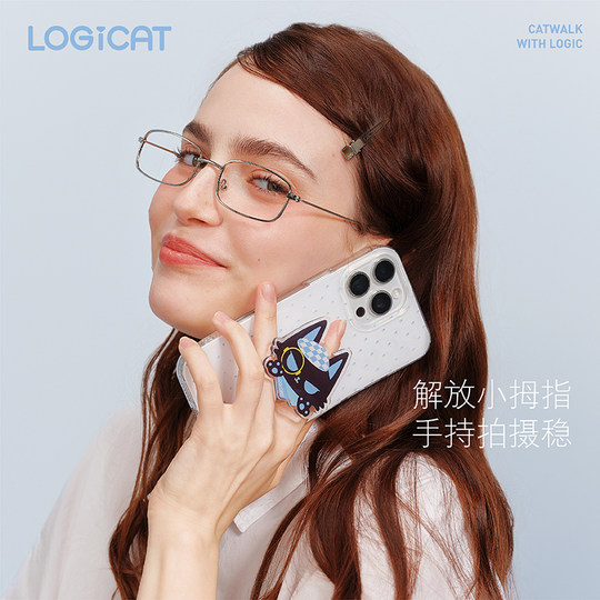 LOGICAT mobile phone back sticker cute cat creative rotatable three-dimensional lazy bracket mobile phone case airbag bracket