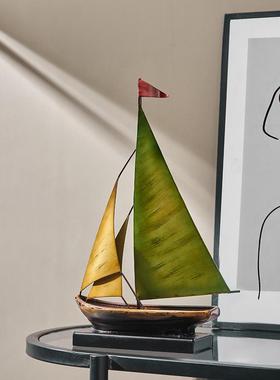 复古一帆风顺帆船摆件客厅电视柜酒柜玄关办公桌装饰品轻奢高级感