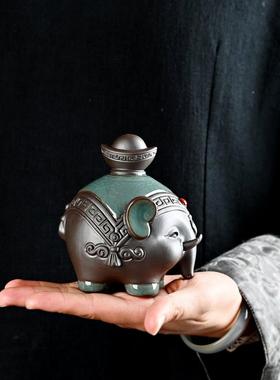 陶瓷大象摆件一对招财新中式家居客厅酒柜桌面玄关装饰小象吉祥物