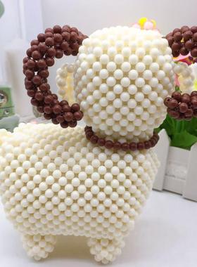 DIY手工串珠成品生肖大头绵羊 羊咩咩成品创意卡通摆件饰品
