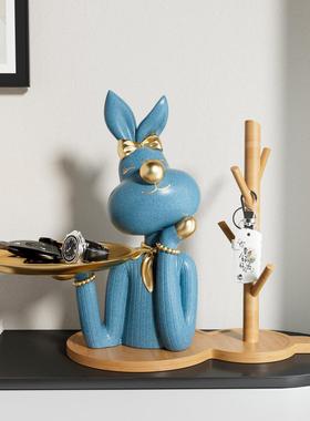 轻奢风玄关钥匙收纳摆件兔鹿小姐置物架入户进门客厅乔迁礼物装饰