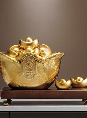 陶瓷聚宝盆招财摆件高级感玄关客厅酒柜办公室装饰乔迁开业礼物