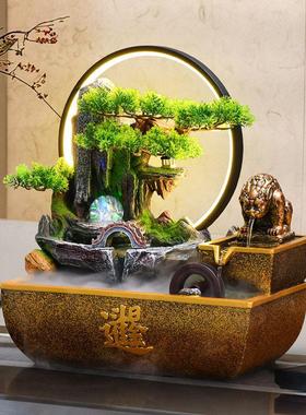 八方来财流水摆件假山循环水造景客厅茶室桌面招财风水轮开业乔迁