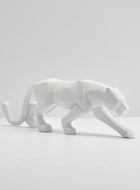 几何切面豹子树脂工艺品猎豹摆件北欧家装轻奢创意客厅家居饰品