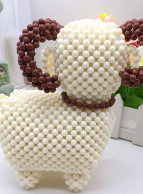 DIY手工串珠成品生肖大头绵羊 羊咩咩成品创意卡通摆件饰品