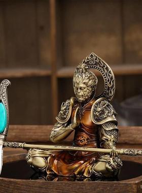 黑神话悟空摆件斗战 胜佛孙悟空汽车中控台车内饰品车载黄铜纯铜