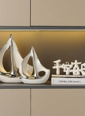 高级感一帆风顺帆船摆件家居饰品轻奢高档客厅玄关酒柜电视柜装饰