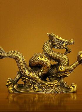 铜龙摆件生肖龙龙腾四海铜摆件工艺品办公室家居饰品店铺开业礼品