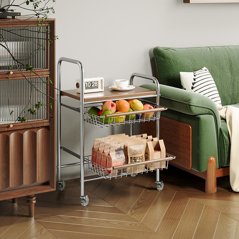 中古风客厅茶几家用卧室收纳阳台茶台桌沙发边几可移动复古小推车 - 图3