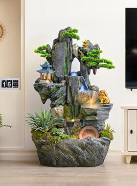 鱼缸假山造景流水墙摆件循环水景喷泉客厅店铺玄关开业招财风水轮
