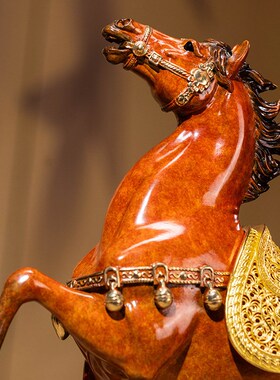 朱炳仁铜 鸣扬万里马客厅玄关电视柜书房家居装饰高端礼品