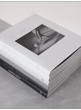 31CM黑白灰简约道具装饰书 样板房现代家居陈列可翻页真书摆件