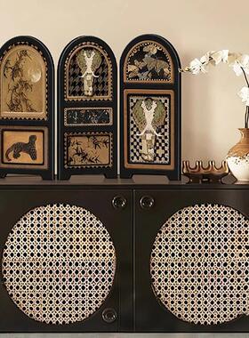 中古风小屏风桌面摆件客厅边柜电视柜创意家居装饰品中式玄关摆画