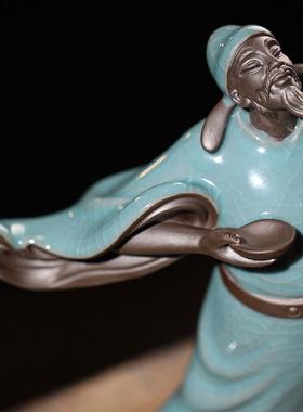 新中式禅意历史人陶瓷工艺品摆件诗仙李白家居客厅茶室桌面装饰品