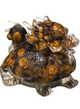 天然水晶滴胶碎石招财龙龟摆件半宝石滴胶摆件居家办店铺开业礼物