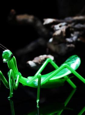 琉璃仿真蝈蝈螳螂昆虫小摆件微盆景观装饰送父亲老人玻璃工艺礼品