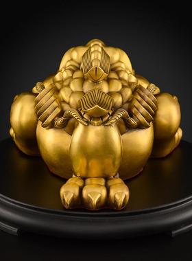 黄铜霸王金蟾摆件三足蟾客厅玄关酒柜装饰品三脚蟾蜍店铺金蝉大号