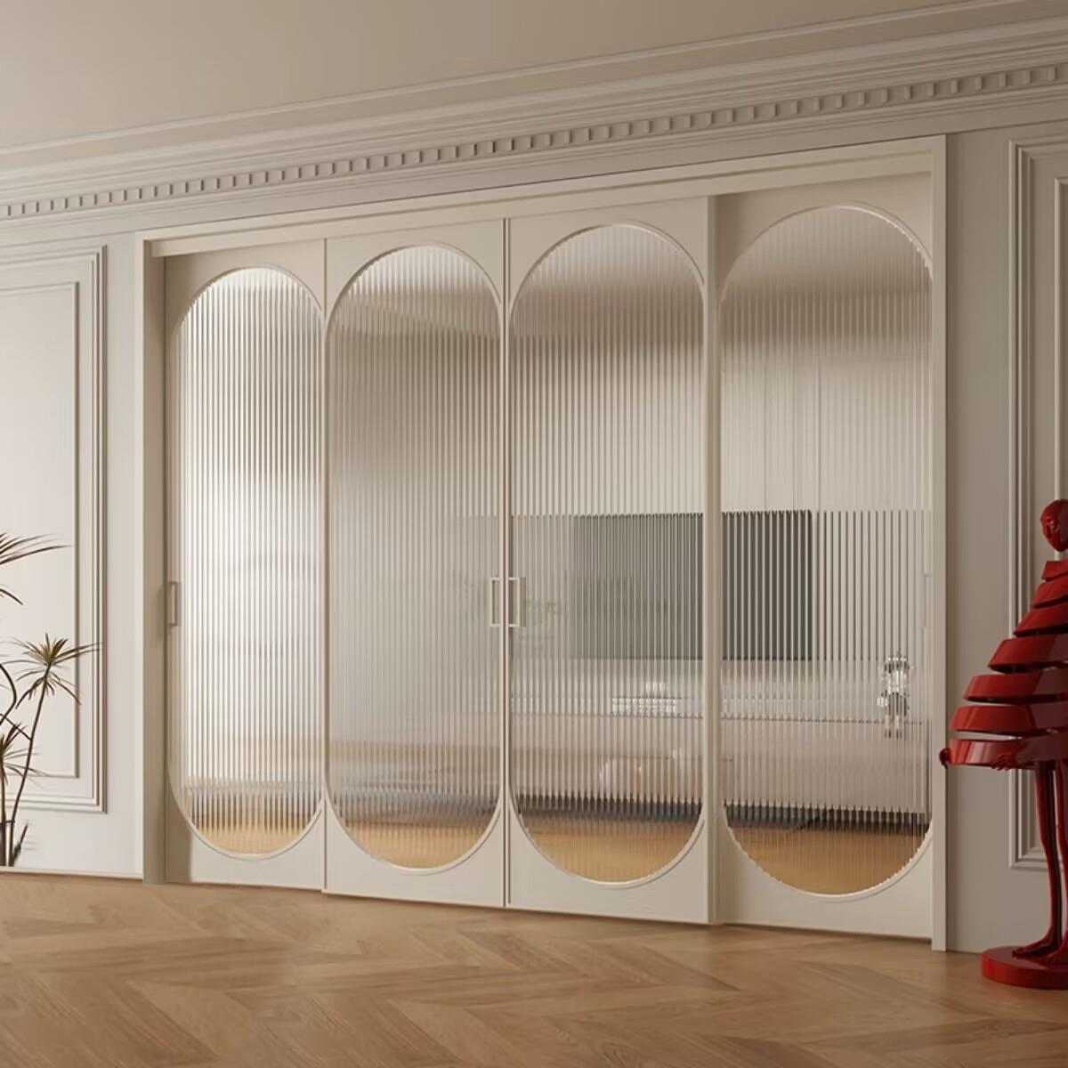 折叠门玻璃门厨房门实木法式定制移门书房阳台卧室门卫生间推拉门 - 图1