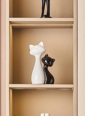 简约猫咪摆件客厅轻奢高档玄关电视柜酒柜装饰品办公室高级感小众
