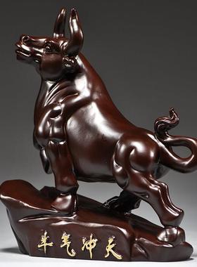 实木质雕刻牛摆件黑檀木制十二生肖木头牛气冲天吉祥物装饰工艺礼