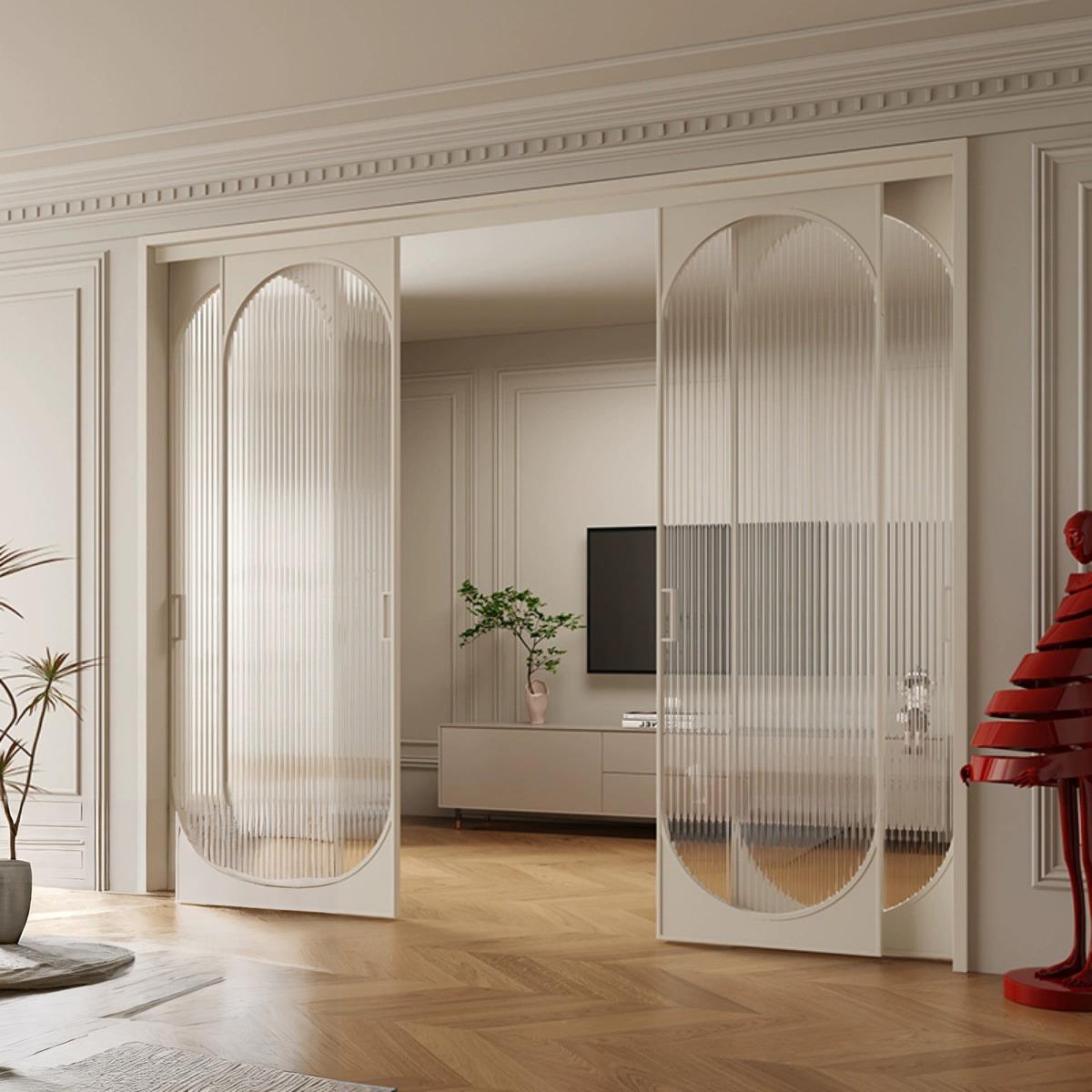 折叠门玻璃门厨房门实木法式定制移门书房阳台卧室门卫生间推拉门 - 图2