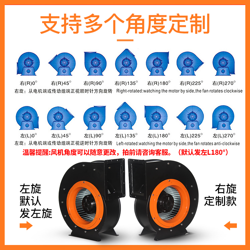 外转子离心风机220v工业排强力烟静音鼓风机厨房专用涡轮增压通风 - 图0