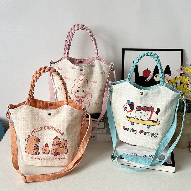 水桶包卡通便携学生手提包韩版妈咪斜跨包饭盒包上班族通勤手拎包,淘宝优惠券,粉丝福利购,淘宝优惠卷