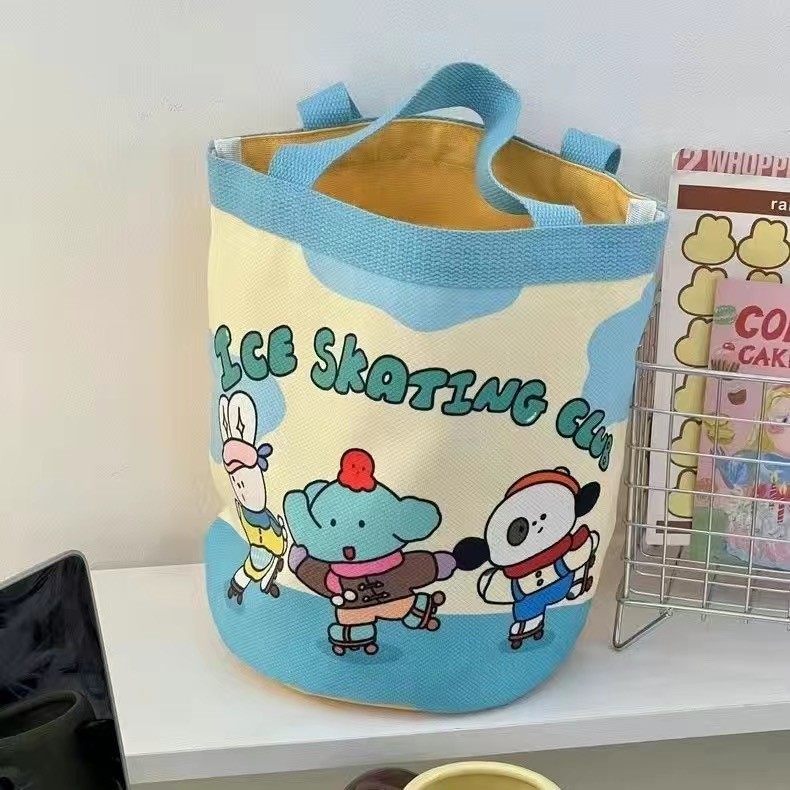 可爱插画水桶包女士卡通手提包韩版便捷通勤涂鸦大容量伴手礼袋,淘宝优惠券,粉丝福利购,淘宝优惠卷
