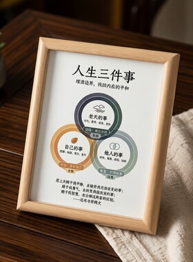 人生就三事停止内耗木质相框摆台
