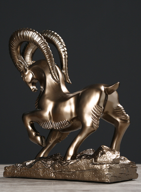 创意招财羊摆件家居饰q品现代简约酒柜装饰品摆设书房工艺品礼物