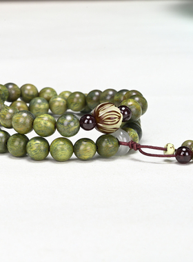 复古绿檀木手串女森系菩提手链情侣佛I珠檀香念珠莲花民族风佛珠