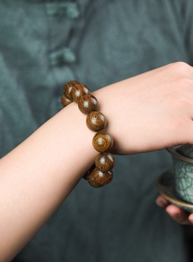 正宗金丝檀木手串k男女老料檀香木楠木手链108颗佛珠念珠单圈文玩