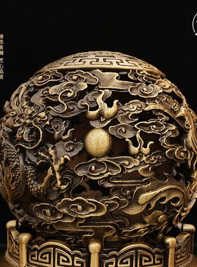 九转乾坤鼎黄铜摆件时来运转工艺品办公室桌面铜装饰开Z业送礼送