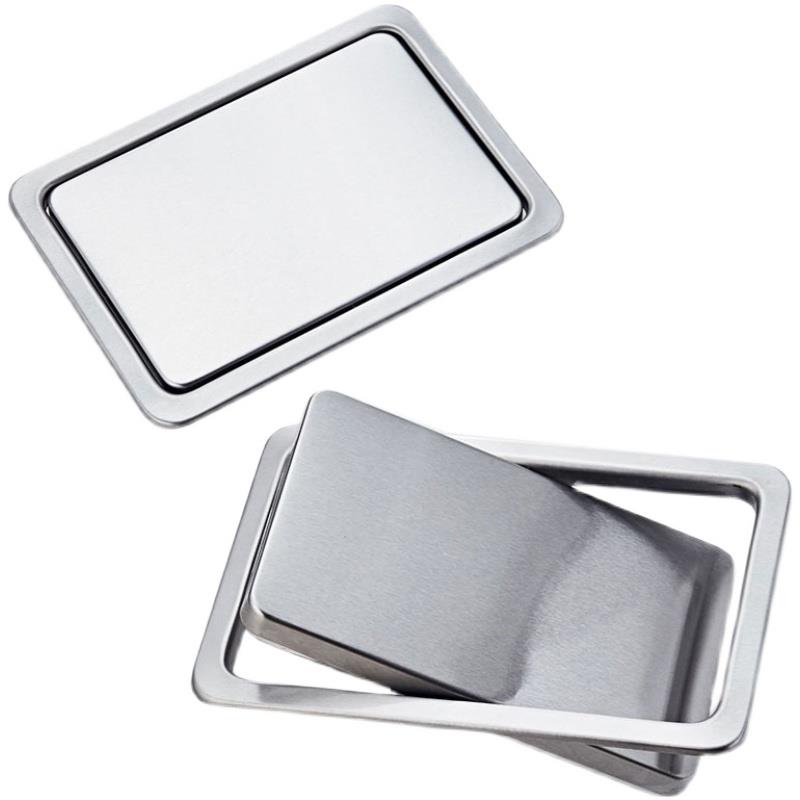 方形盖子嵌入式厨房洗手间台面垃圾桶盖20不锈钢翻盖摇盖弹盖单盖 - 图3