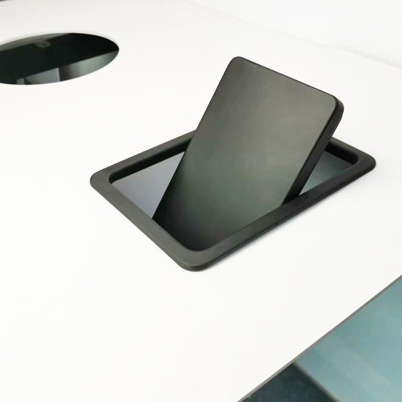 方形盖子嵌入式厨房洗手间台面垃圾桶盖20不锈钢翻盖摇盖弹盖单盖 - 图0