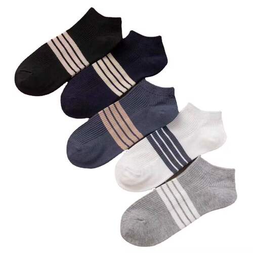 袜子男士短袜春夏薄款条纹百搭韩版低帮短筒吸汗防臭ins潮男船袜 - 图3
