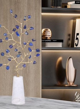 玄关水晶发财树摆件客厅走廊壁龛轻D奢高档竖高细长落地艺术装饰