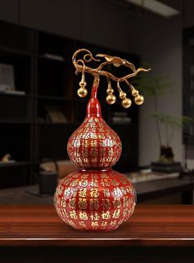 开盖空心开孔全铜葫芦饰品纯铜别墅百富楼黄铜工艺品客厅财富动人