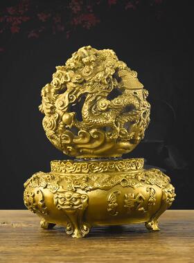 纯铜时来运转摆件扭转乾坤九转乾坤鼎九龙戏珠招财转运工艺品摆件