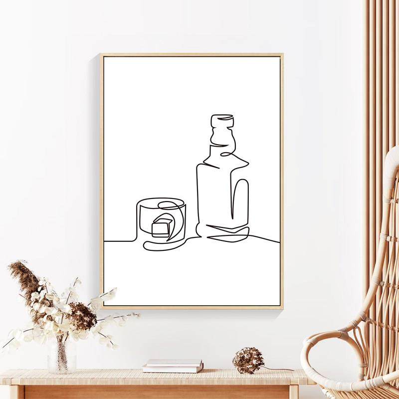 北欧小众挂画咖啡厅餐厅酒吧墙画卧室落地黑白线条人物抽象装饰画,淘宝优惠券,粉丝福利购,淘宝优惠卷