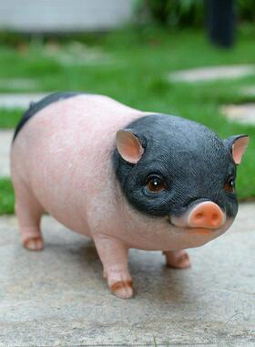 创意仿真小猪树脂摆件可爱动物户外花园庭院装饰礼物客厅电视柜